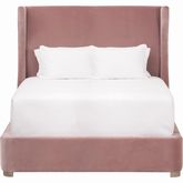 Balboa Queen Bed in Petal Pink Velvet & Natural Gray Oak